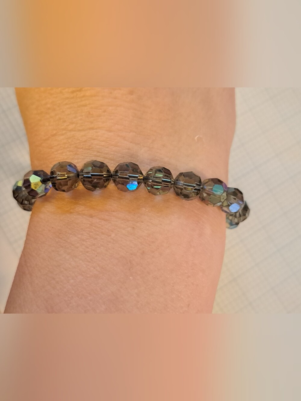 Smoky Iridescent Faceted Bead Bracelet - Women's Jewelry